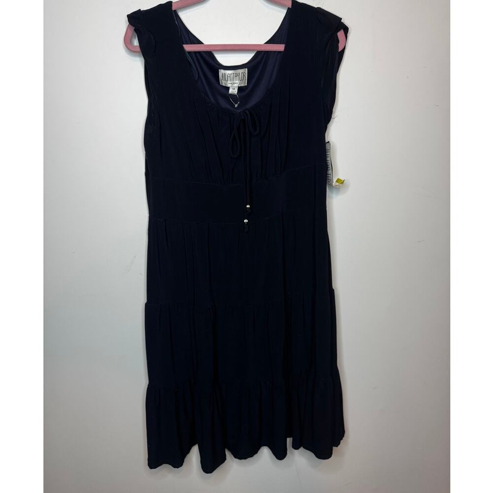 Julian Taylor Black Midi Dress Size 14 Sleeveless Cocktail Party Fit & Flare